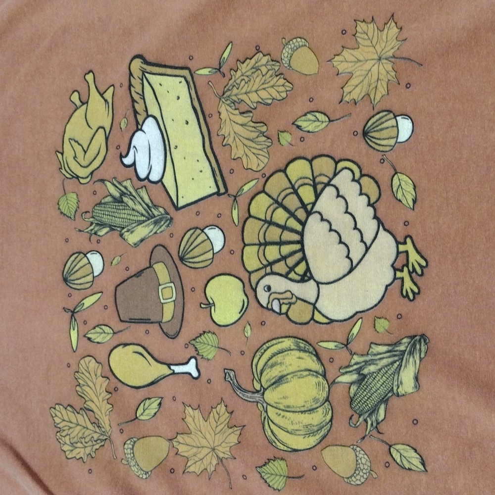 NWOT Comfort Colors Orange Thanksgiving Graphic T-Shirt M CottonTurkey fall - Picture 3 of 7